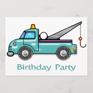 Tough Tow Truck Birthday Invitación