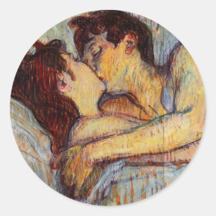 Toulouse-Lautrec En La Cama Los Pegatinas Del Beso