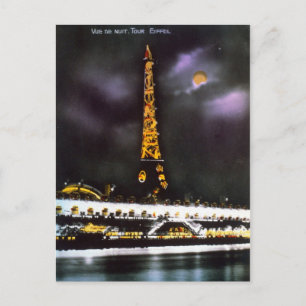 Tour Eiffel de París en la postal nocturna