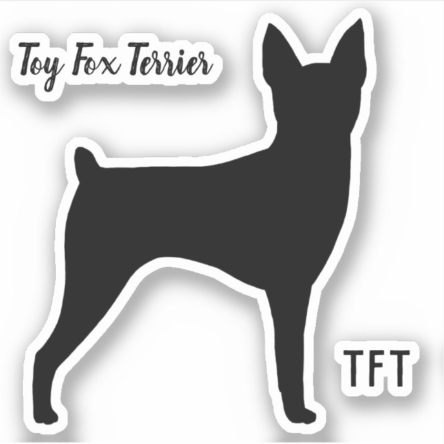 Toy Fox Terrier Silhouette Vinyl Pegatina (Anverso)