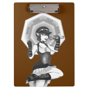 Trabaja duro - Juega duro Portapapeles steampunk