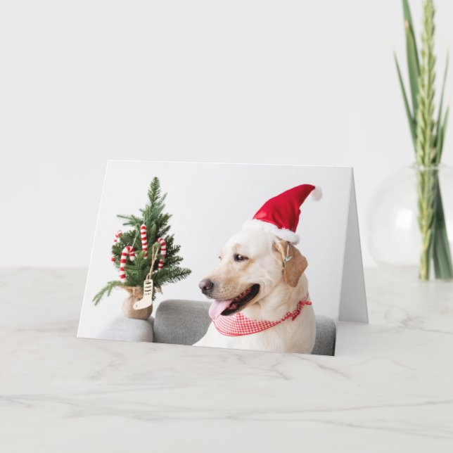 TRABAJADOR AMARILLO EN NAVIDADES Tarjeta de felici (Anverso)