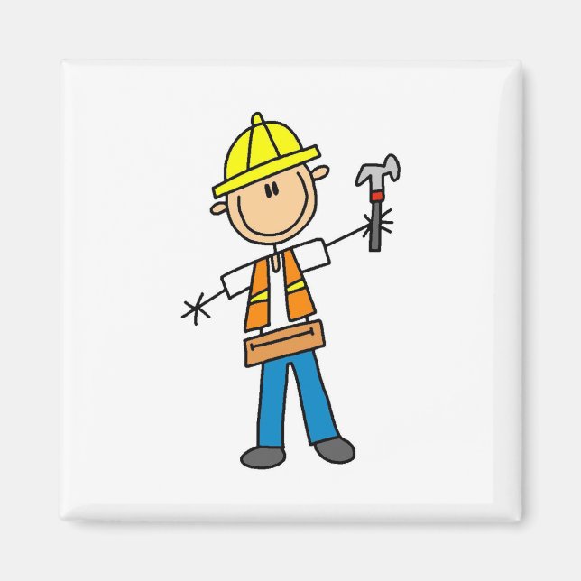 Trabajador de construcción con imán martillo (Frente)