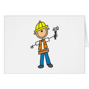 Trabajador de construcción con la tarjeta del