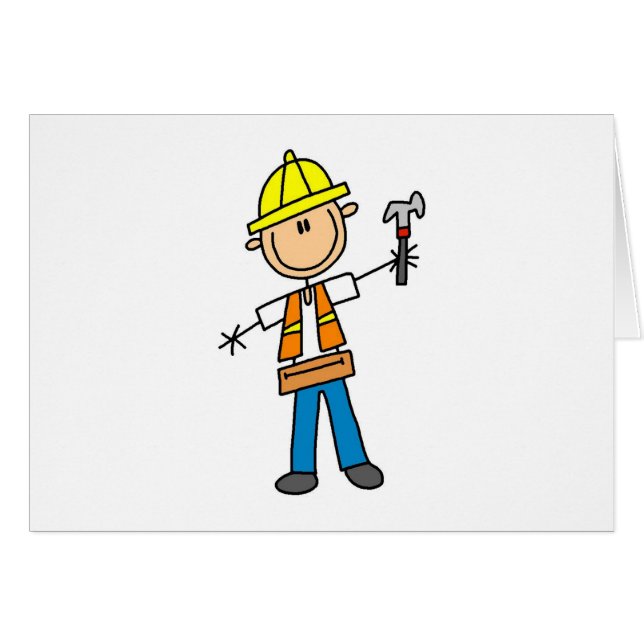 Trabajador de construcción con la tarjeta del (Anverso (Horizontal))
