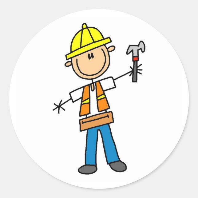 Trabajador de construcción con Pegatina martillo (Anverso)