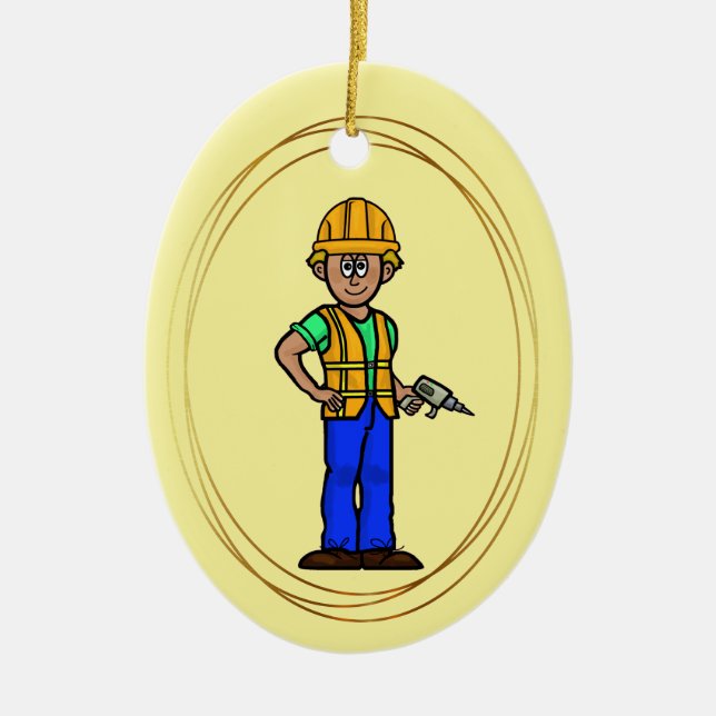 Trabajador De Construcción Masculino Con Ornamento (Frente)