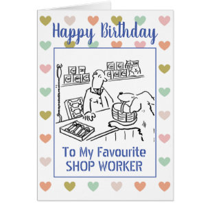 Trabajador de la tienda de cumpleaños feliz