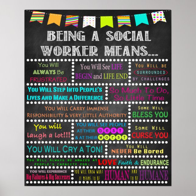Trabajador social Poster de arte Inspirador (Frente)
