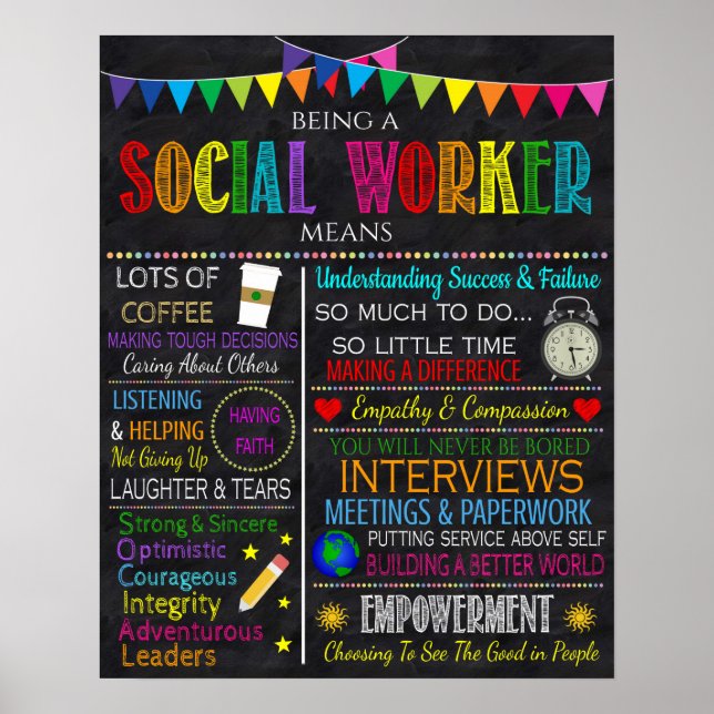 Trabajador social Poster de arte Inspirador (Frente)