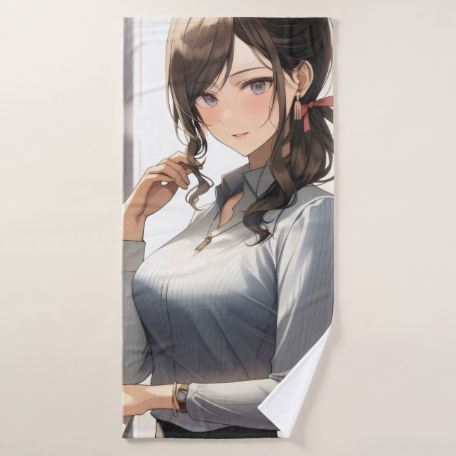 Trabajadora de oficina chica anime (Toalla de baño)