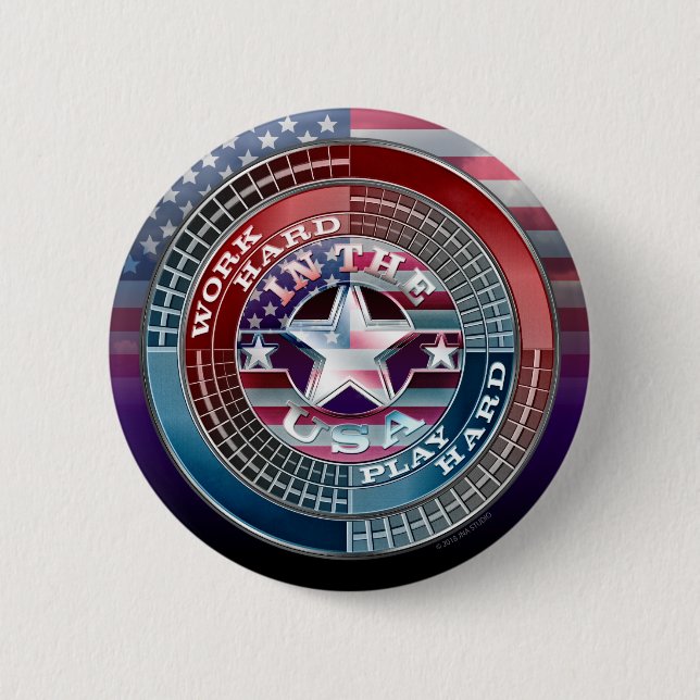 Trabajar duro Reproducir duro En El Botón USA (Anverso)