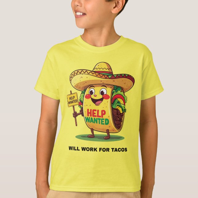 Trabajaré por Tacos – Camiseta Divertida de Comida (Anverso)