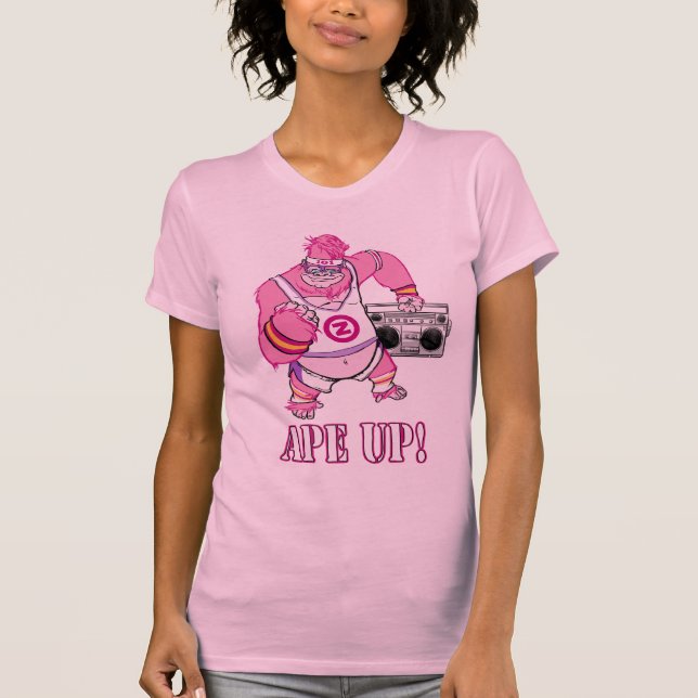 ¡trabaje mejor! Camiseta rosada del gorila de ZOMG (Anverso)