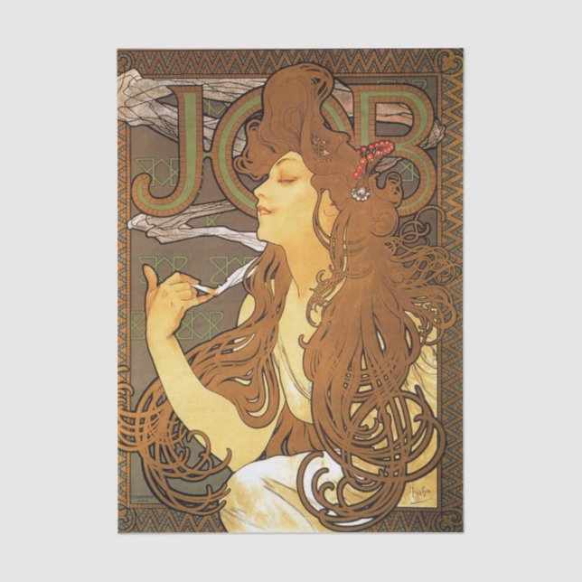 Trabajo de Alphonse Mucha en papel de seda (Anverso)