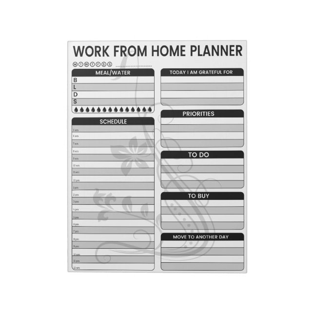 Trabajo desde Home Planner, Bloc de notas de Busin (Lado Izquierdo)