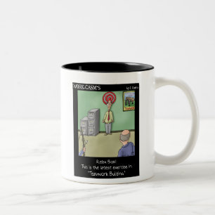 Trabajo en equipo divertido de la taza del humor
