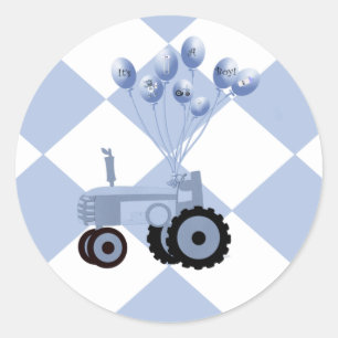 Tractor azul bebé con Pegatinas de globos