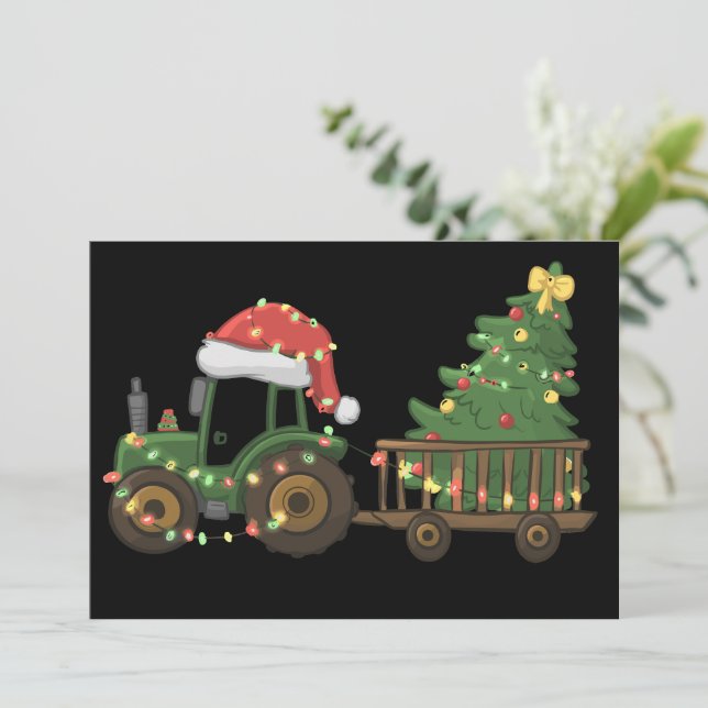 Tractor de Navidad con Granjero de Árbol Granja (Anverso de pie)