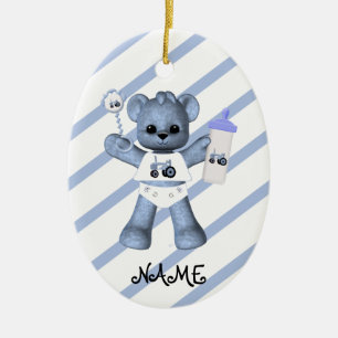 Tractor de oso azul 1.ᵉʳ Ornamento de Navidad