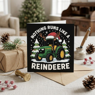 Tractor divertido de Navidad con cuernos de reno