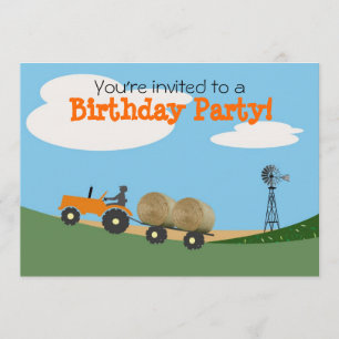 Tractor en la invitación del fiesta de la granja:
