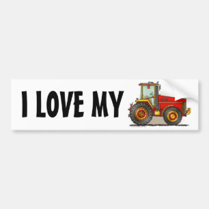"Tractor grande rojo, AMO a MIS… pegatinas para