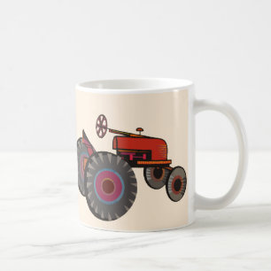 Tractor rojo en una taza