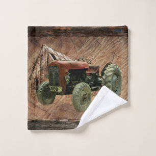 Tractor Rojo Vintage Rustic Barn Shed Bath Toalla 