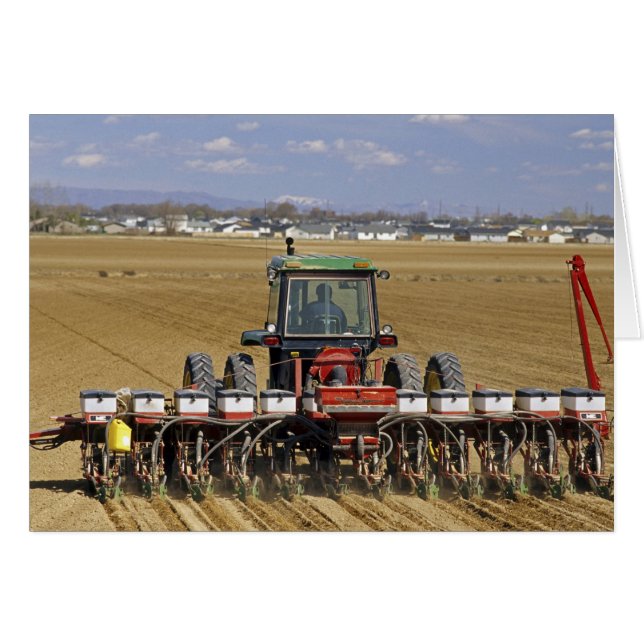 Tractor tirando una sembradora de maíz para semill (Anverso (Horizontal))