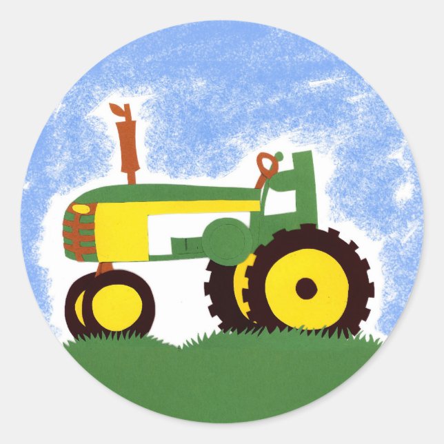 Tractor verde con Pegatina de Sello para sobres de (Anverso)
