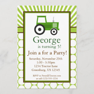 Tractor Verde - Invitación a la fiesta de cumpleañ