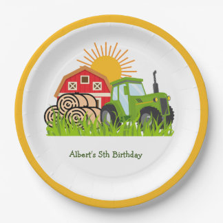 Tractor Verde | Platos de Papel para Fiesta de Cum