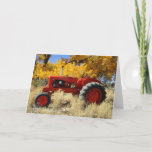 Tractor Vintage en tarjeta de felicitación de pais<br><div class="desc">1955 WD45 Allis Chalmers Tractor se encuentra dentro de un paisaje de coloridas hojas de otoño. La tarjeta está en blanco dentro. Puedes escribir dentro de la tarjeta para tu ocasión.</div>