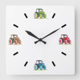 Tractores pequeños, reloj de pared acrílico blanco