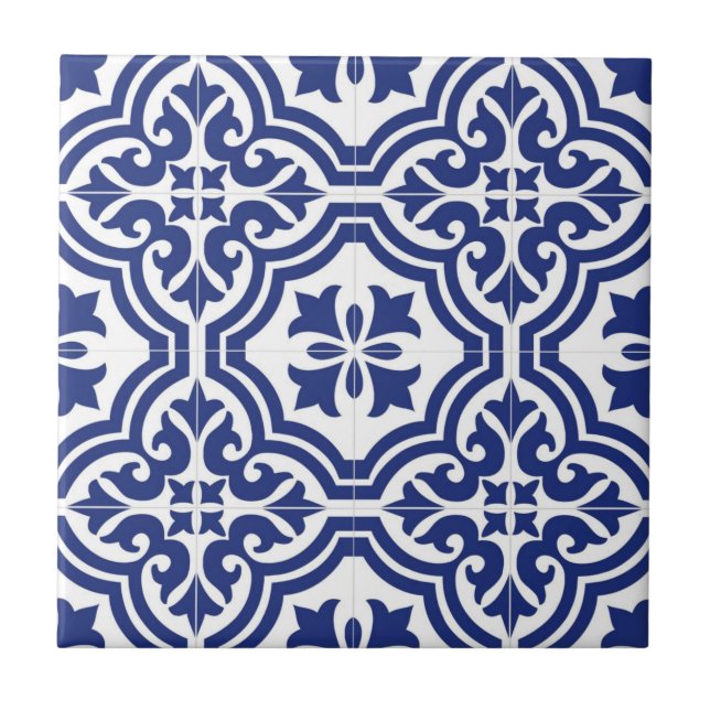 Tradicional Azulejo Español Azul y Blanco (Frente)