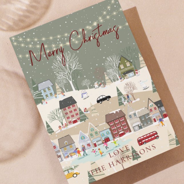 Tradicional Rojo Rústico 1 foto Feliz Navidad (personalised Christmas card winter wonderland)