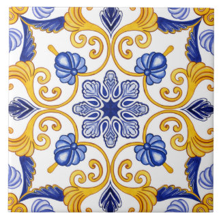 Traditional Azulejo watercolor Mediterranean