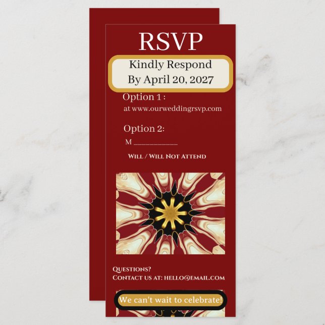 Traditional RSVP Suite | Crimson & Cream Starburst (Anverso / Reverso)