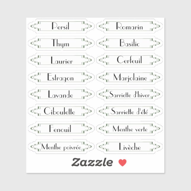 Traditionelle Jardin Français herbes etiqueta (Hoja)