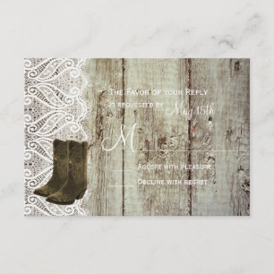 Trae tus tarjetas RSVP de Boots Country Wedding
