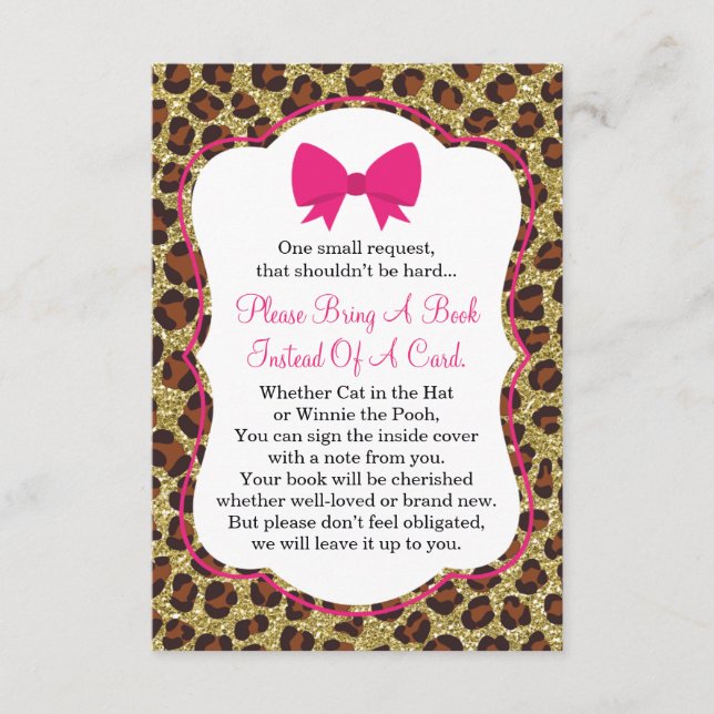 Trae Una Tarjeta De Libro, Baby Shower, Cheetah (Anverso)
