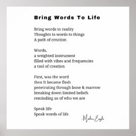 Traer palabras a la vida Poema Wall Art Decoración