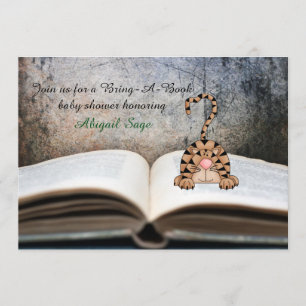 Traer Un Gato Del Libro Invitación Neutral De Baby