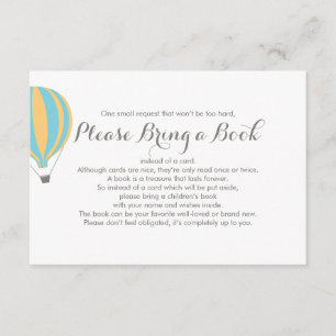 Traer un libro Tarjeta de inserción de globo azul 