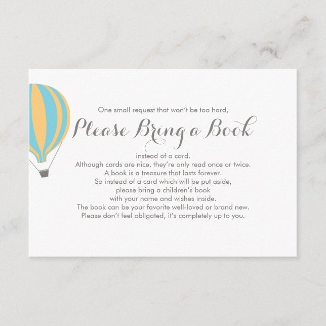 Traer un libro Tarjeta de inserción de globo azul  (Anverso)