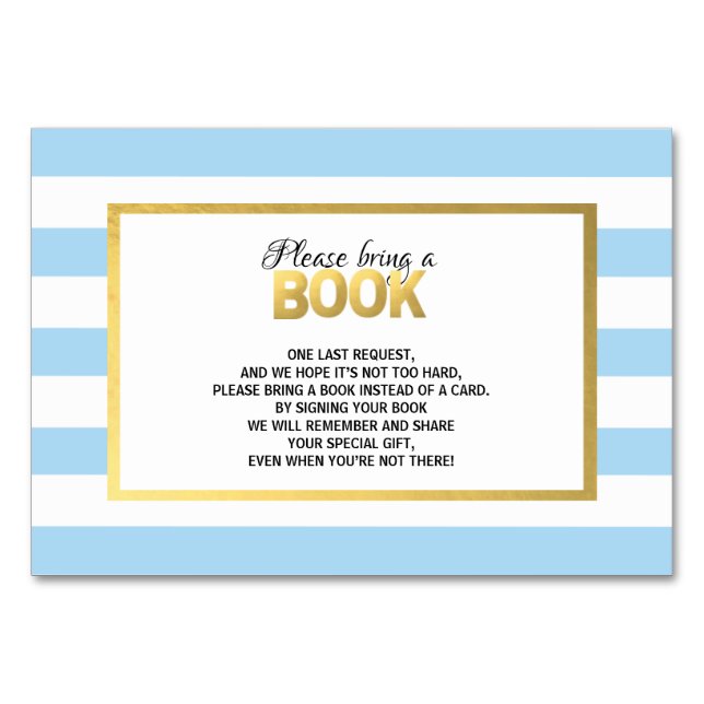 Traer un libro - Tarjetas Baby Shower blancas azul (Anverso)