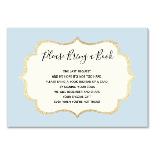 Traer un libro - Tarjetas Baby Shower Blue White B