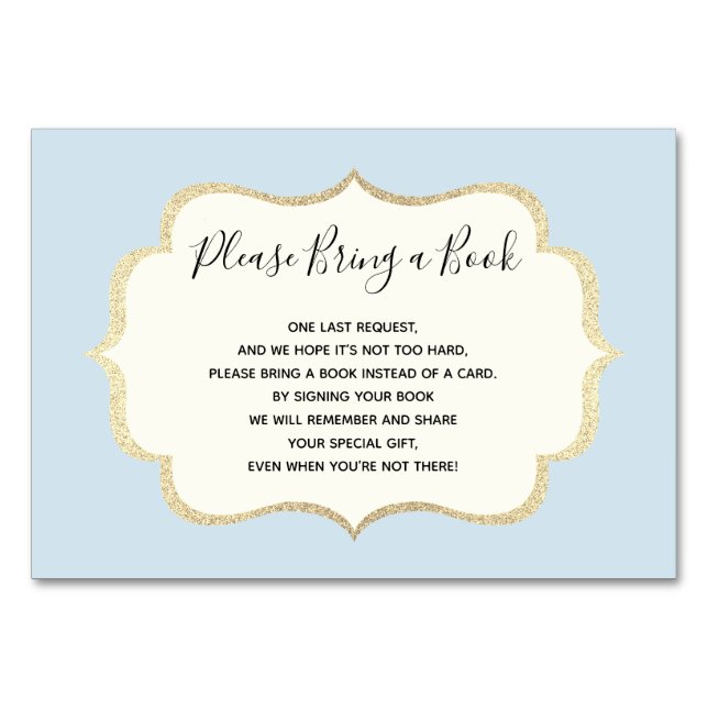 Traer un libro - Tarjetas Baby Shower Blue White B (Anverso)