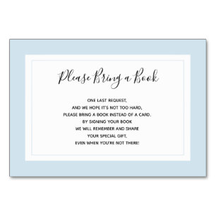 Traer un libro - Tarjetas Baby Shower Blue White B
